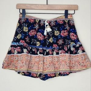 Art Class Elastic Waist Black Floral Wide Leg Flowy Shorts | Girls Size L 10/12